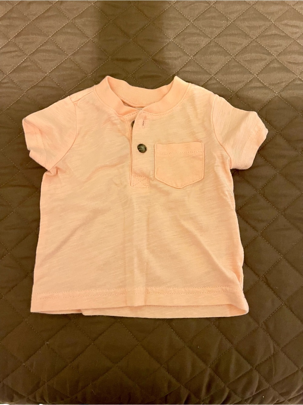 Baby Short-Sleeve Pocket Henley Shirt - Pale Orange